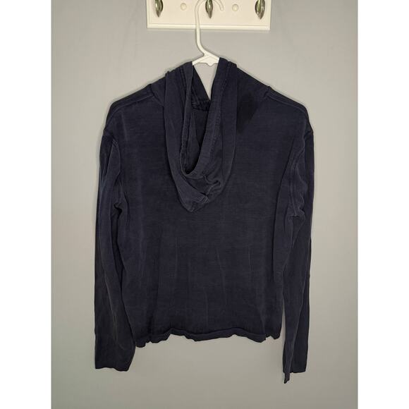 Dolce & Gabbana Silk Long Sleeve Button Front Hoodie Navy Blue Women Sz 14 EU 50 - Picture 8 of 13